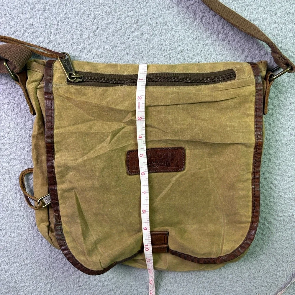 Duluth Trading Co Messenger Bag Mens Medium Green Oil Canvas Crossbody Organizer